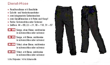 Diensthose Beschreibung